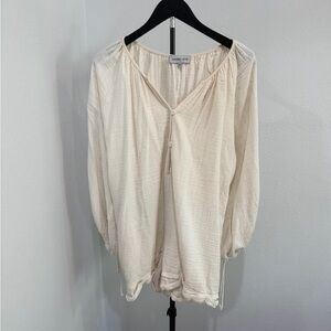 Maurie + Eve Ivory Gauze Henley Romper